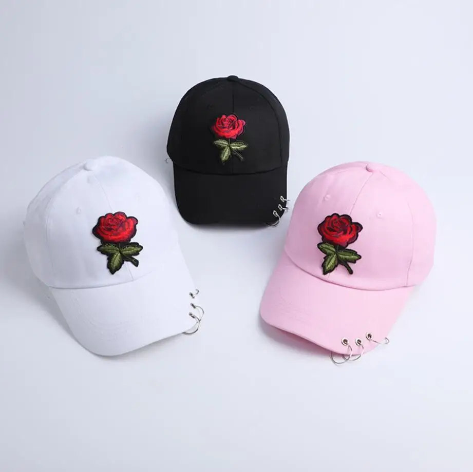 baseball cap with flower