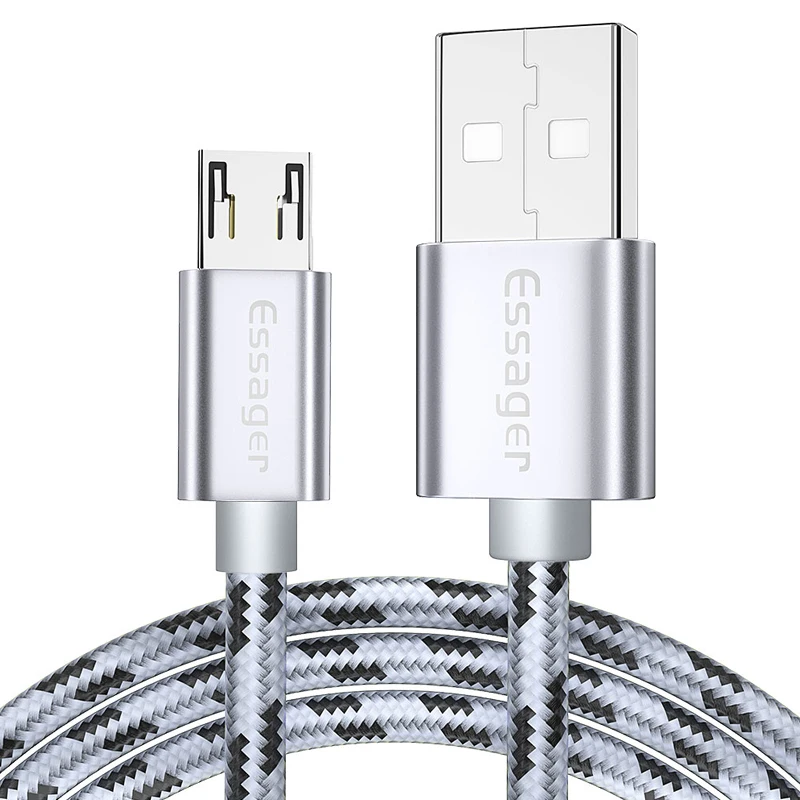 Essager Micro USB кабель для samsung Xiaomi Быстрая зарядка данных зарядное устройство провод шнур Android Microusb кабель для мобильного телефона 2 м короткий - Цвет: Silver