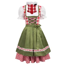 Vestido retro de mujer vintage Oktoberfest alemán bávaro disfraces sin mangas Fiesta club gótico tartán rodilla swing una línea vestido + delantal