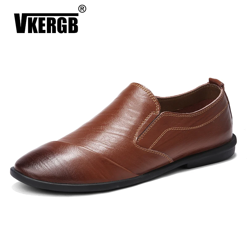 

VKERGB New Men Shoes Fashion Men Casual Breathable Shoes Luxury brand PU Leather Fashion Business Dress Loafers genuine leather