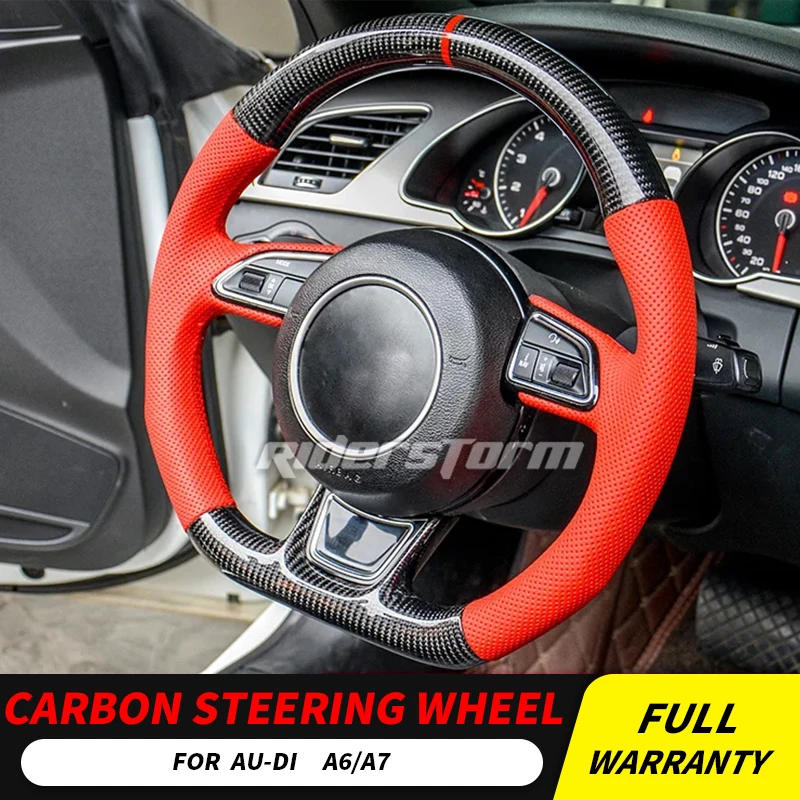 Индивидуальное Рулевое колесо для Audi A$ A6 A7 углеродное волокно кожаный руль планки универсальные Сменные аксессуары
