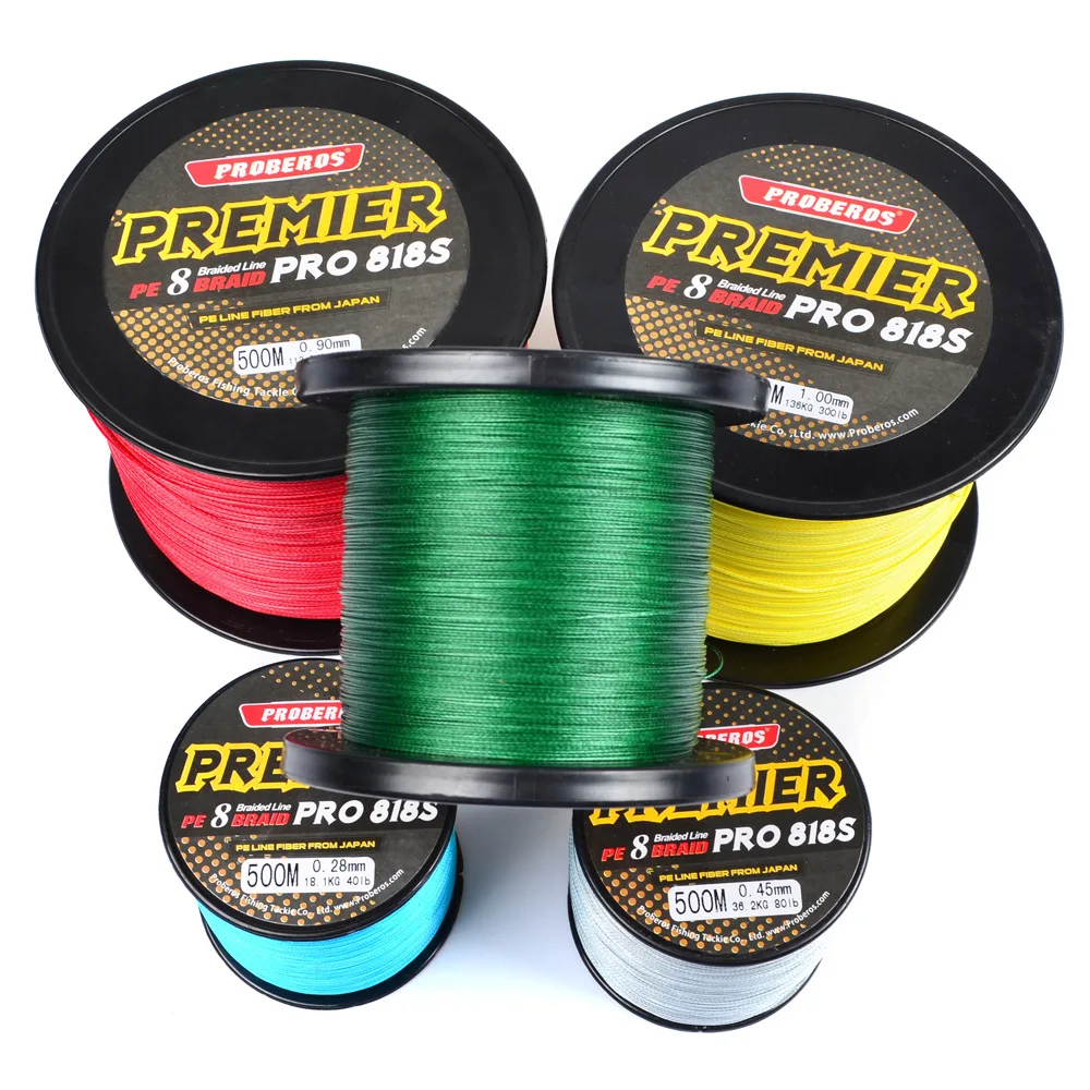 Fishline 8 Stands 500M Fishing Line Red/Green/Grey/Yellow/Blue 8 Weaves