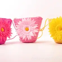 Милые детские сумки-мессенджеры, летние пляжные сумки для девочек, милые сумочки с цветами для монет, для путешествий, милая соломенная сумка с подсолнухом для девочек