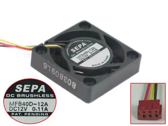 

SEPA MFB40D-12A DC 12V 0.11A 40x40x10mm 3-wire Server Square Fan