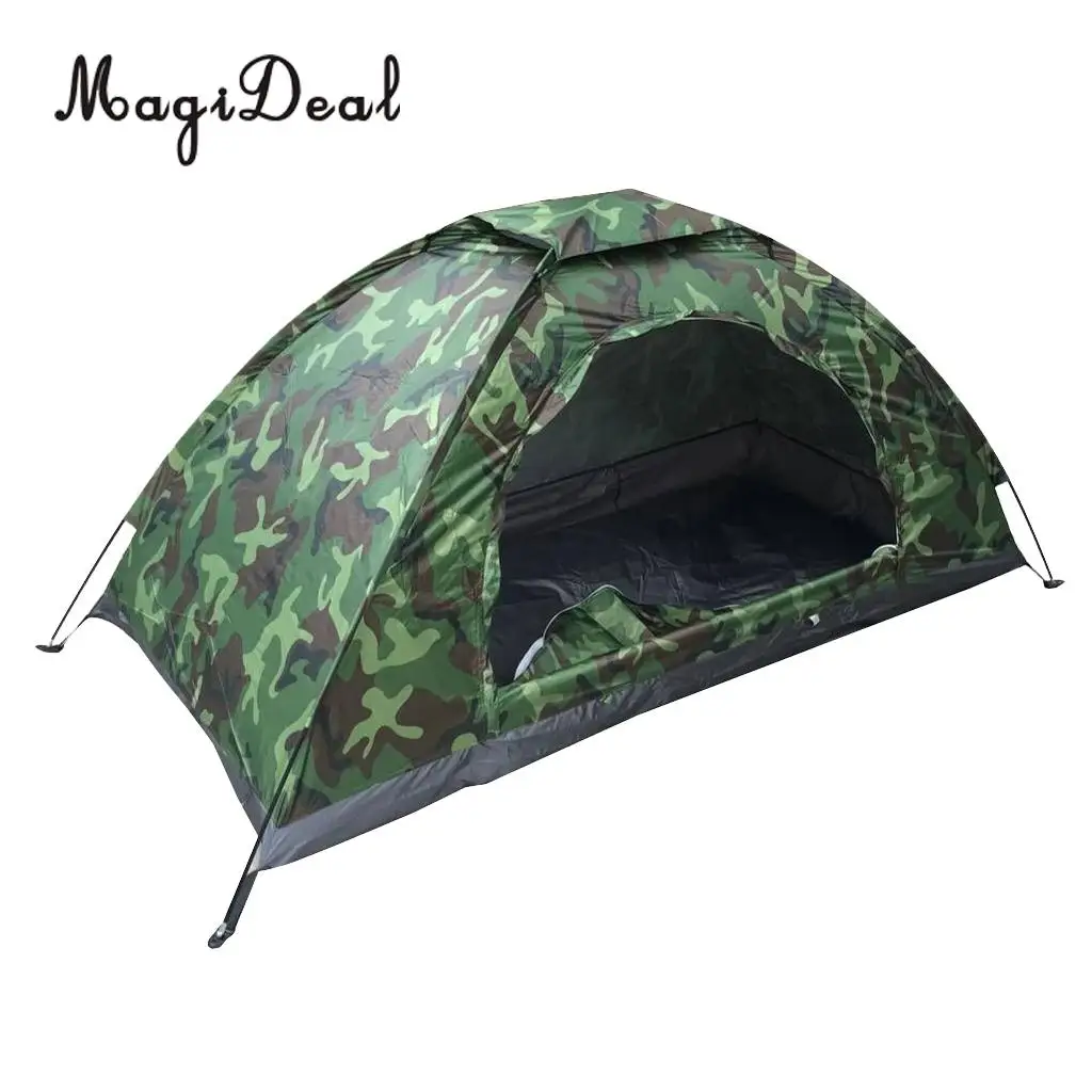 MagiDeal Outdoor Waterproof Windproof Anti-UV Single Camouflage Tent with Tent Nails and Storage Bag