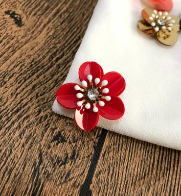 Горячий стиль ручной гвоздь из бисера кусок цветок патч одежда платье украшение 3D аппликация DIY аксессуары блестки патч - Цвет: red