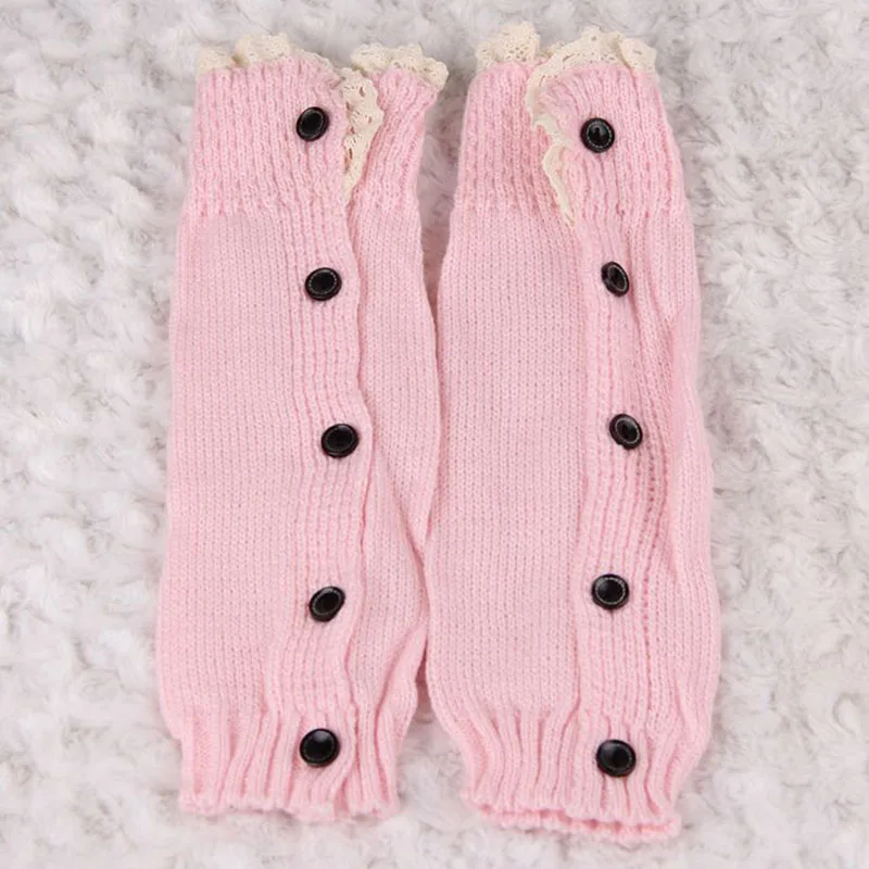 Baby Knitted Leg Warmers Girl Cotton Lacy Stockings With Buttons Toddler Kids Children Crawling Tights