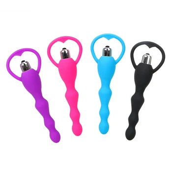 IKOKY Vibrating Anal Plug Prostate Massage Soft Anal Beads Vibrator Sex Toys for Couples Gay Butt Plug Silicone Adult Products 2