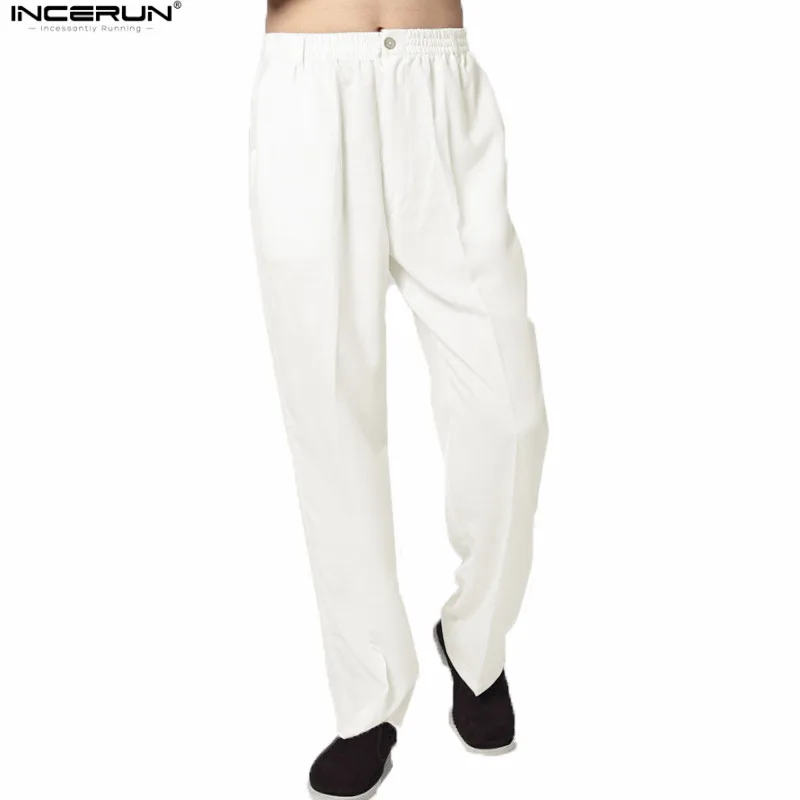 

INCERUN Men's Linen Kung Fu Trousers Hot Sale Off White Chinese Traditional Straight Mens Pant Wu Shu Pants Men Casual Clothing