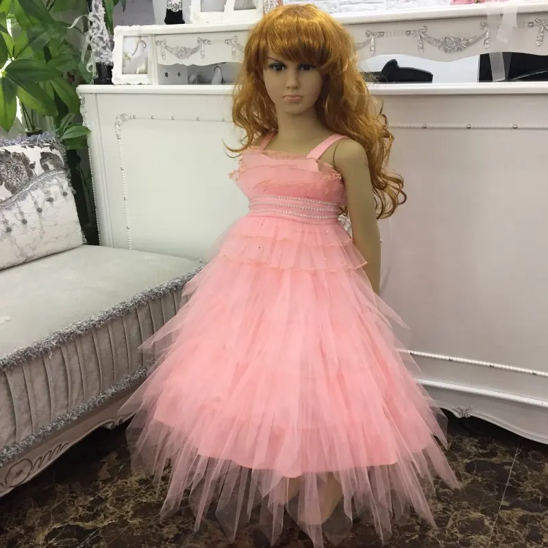 Factory Wholesale Ruffly Peach Flower Girl Dresses 2018 New Cute Girl