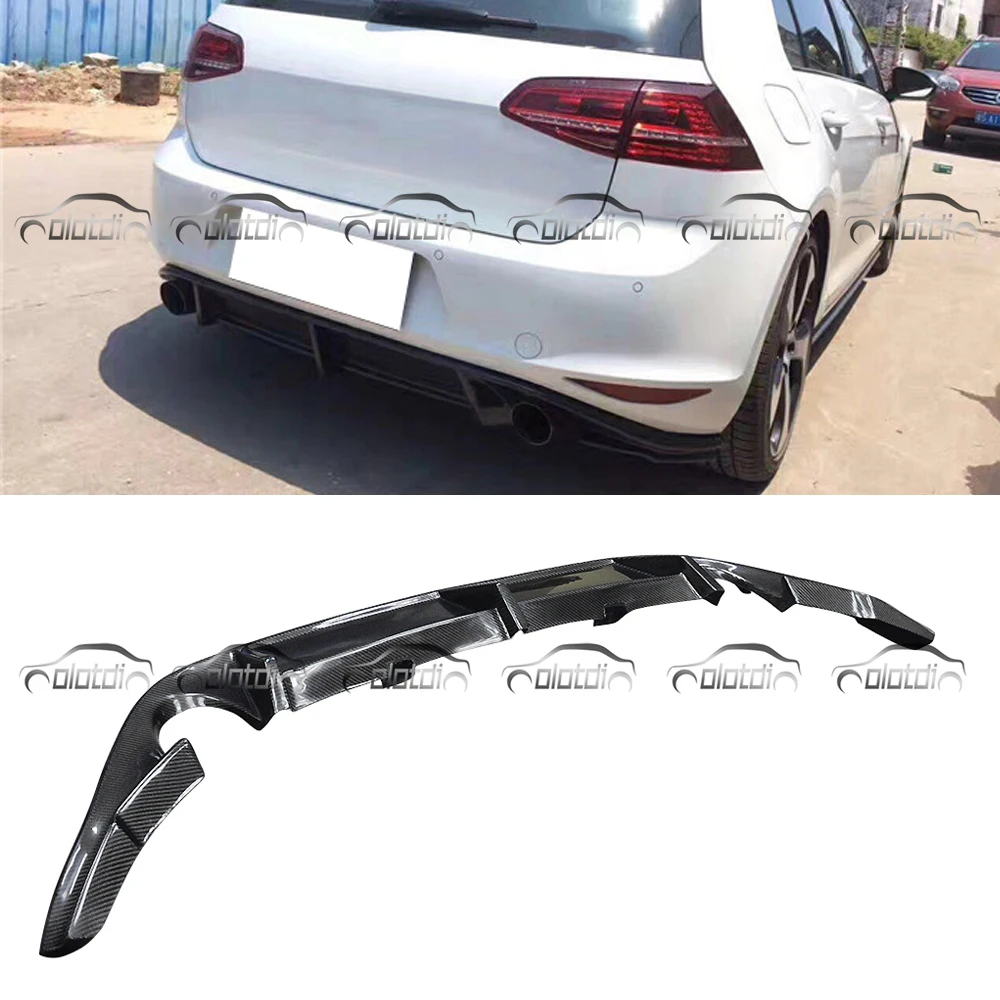 

Only for Volkswagen Golf 7 GT&I For Revozport Style Carbon Fiber Rear Lip Bumper Spoiler Diffuser Double Exhaust Tip Car Styling