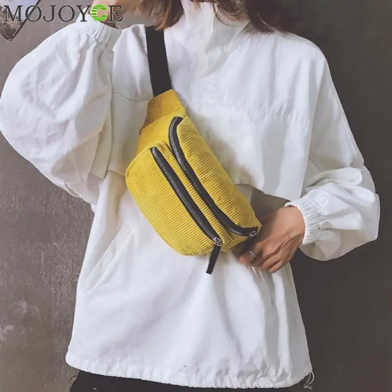 

Vintage Corduroy Waist Pack Women Pouch Belt Chest Bag Casual Messenger Bags for Women Shoulder Bags Soft Fabric Mobile Pouch