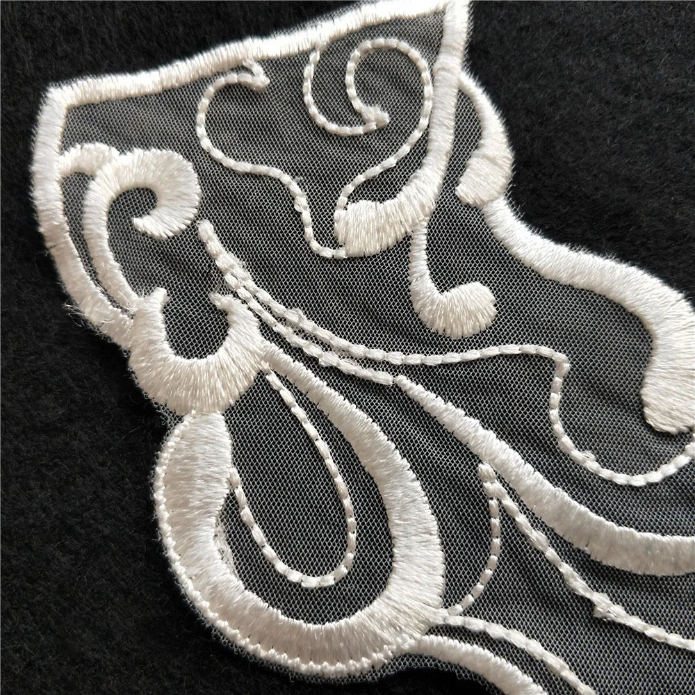 New White/Black Embroidery Venise Neckline Lace Collar Costume Dress Fine Applique Motif Dress Fabric DIY Sewing Accessories