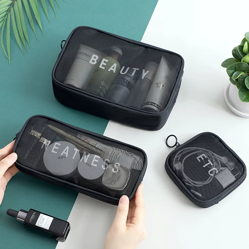  Women Travel Cosmetic Bag Casual Zipper Make Up Transparent Makeup Case Organizer Storage Pouch Toi