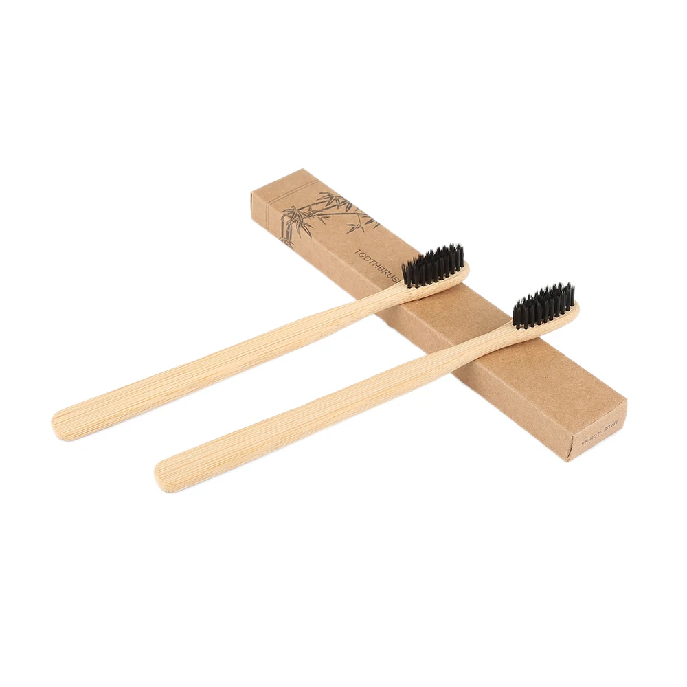 2 шт Экологичная натуральная зубная щетка мягкая щетка для волос деревянная низкоуглеродистая бамбуковая ручка портативная зубная щетка для чистки зубов