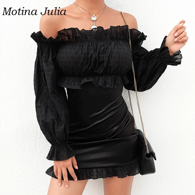 Женское платье с оборками Motina Julia Клубное жаккардовое открытыми плечами и