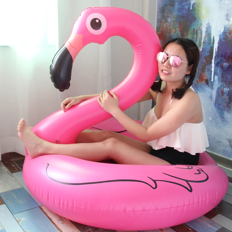 

120cm high quality flamingo swimming circle enlarged and thickened inflatable life buoy floating bed