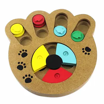

Pet Intelligence Toy Eco-friendly Interactive Fun Hide and Seek Food Treated Wooden Pet Paw Puzzle Toy for small or midium do