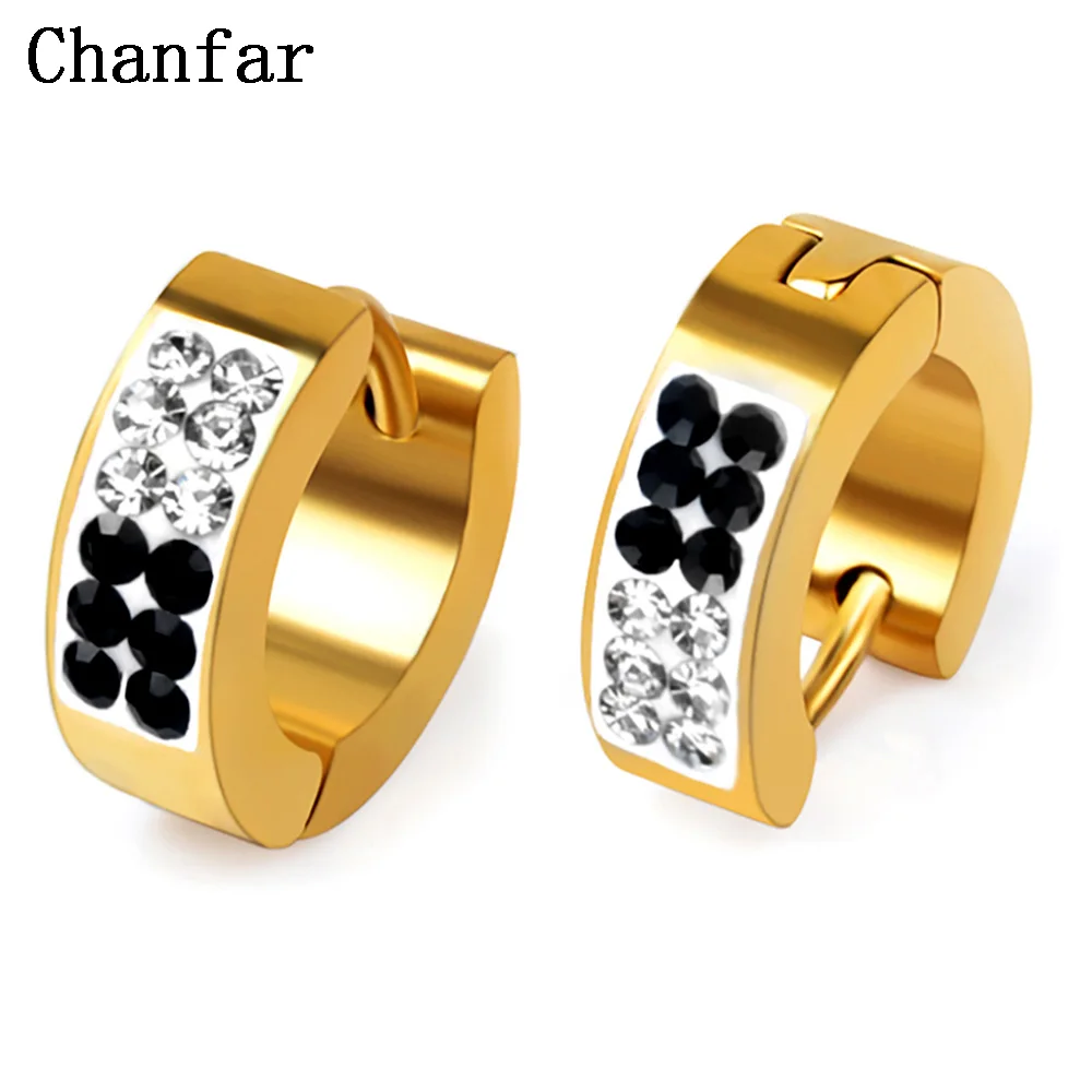 

Chanfar Fashion Rhinestone Stainless Steel Earrings Gold Silver Color Stud Earrings For Women Wedding Party Promotion Jewelry
