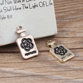 

New Style Rose flowers decoration Alloy Copper/gold-color Cartoon perfume bottle shape jewelry charms diy necklace pendants