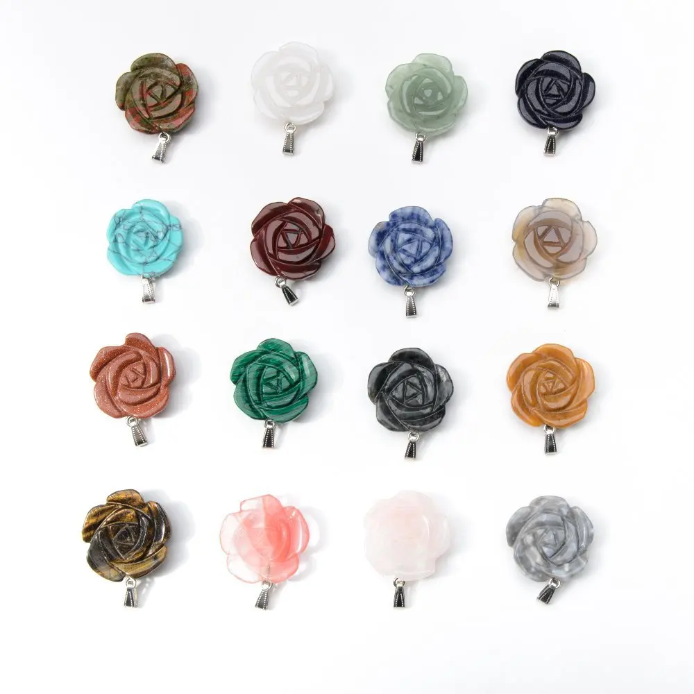 Wholesale 24PCS flower Pendants for Women Fashion Necklace Natural Gem