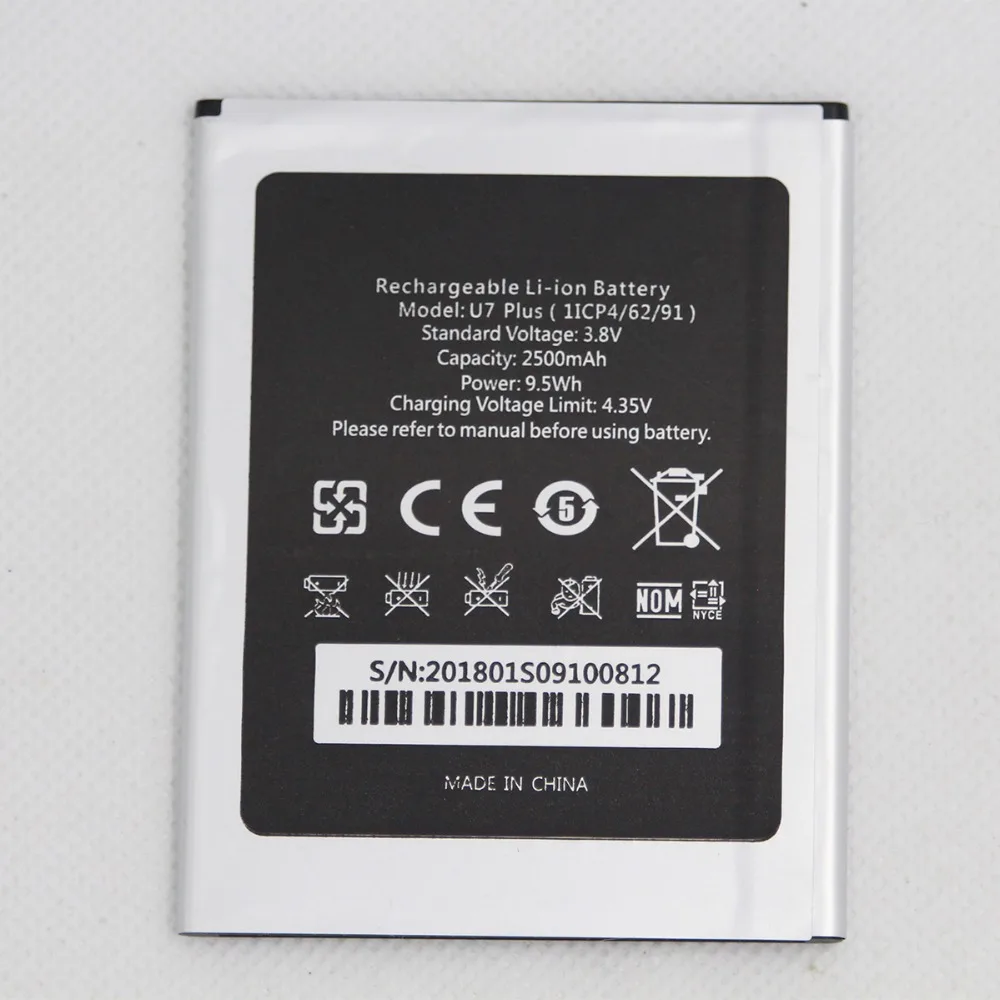 20 шт./лот внутренний мобильный телефон аккумулятор для Oukitel U7 PLUS 1ICP4/62/91 2500 мАч