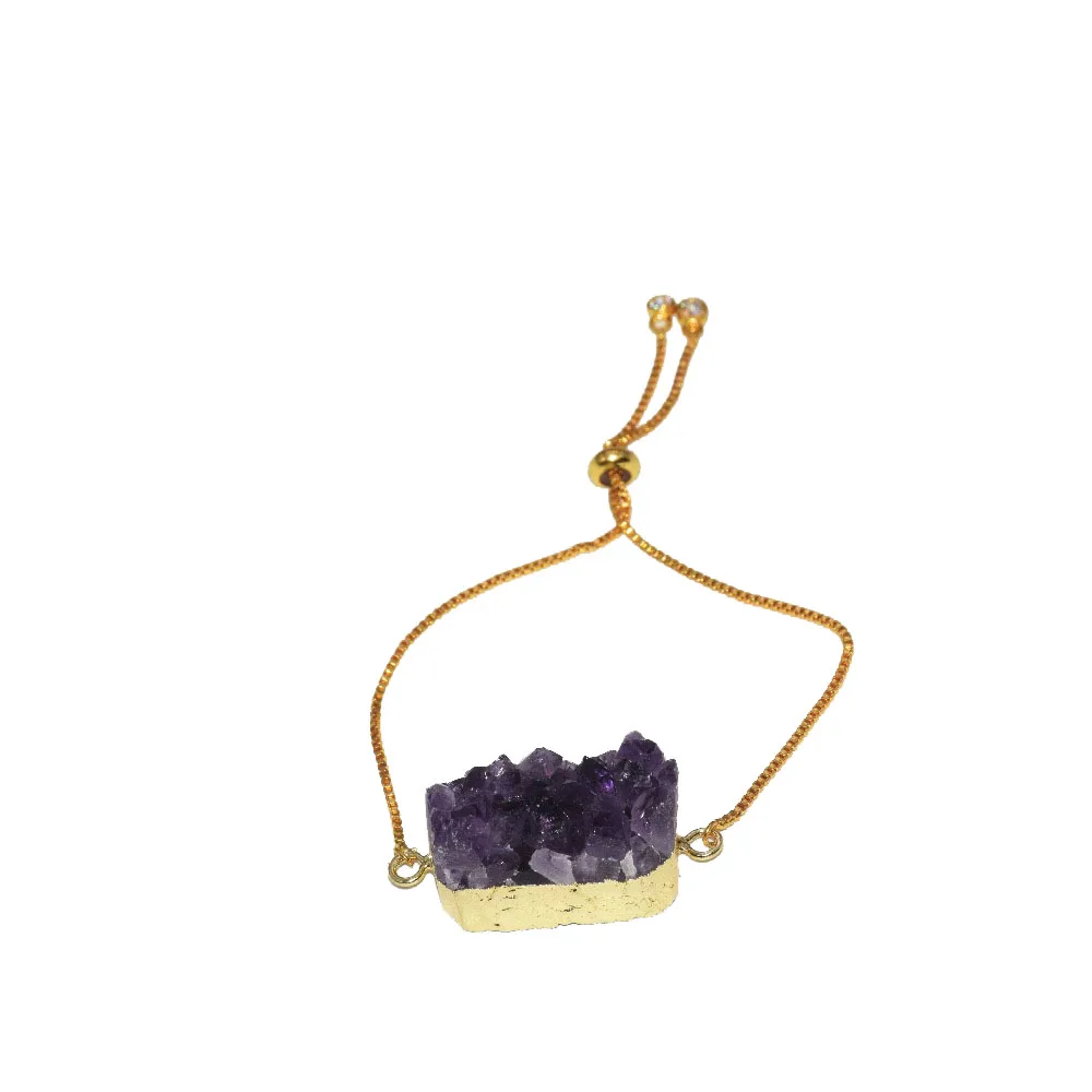 Новый стиль модные ювелирные изделия натуральный жеод Druzy amethysts коннектор