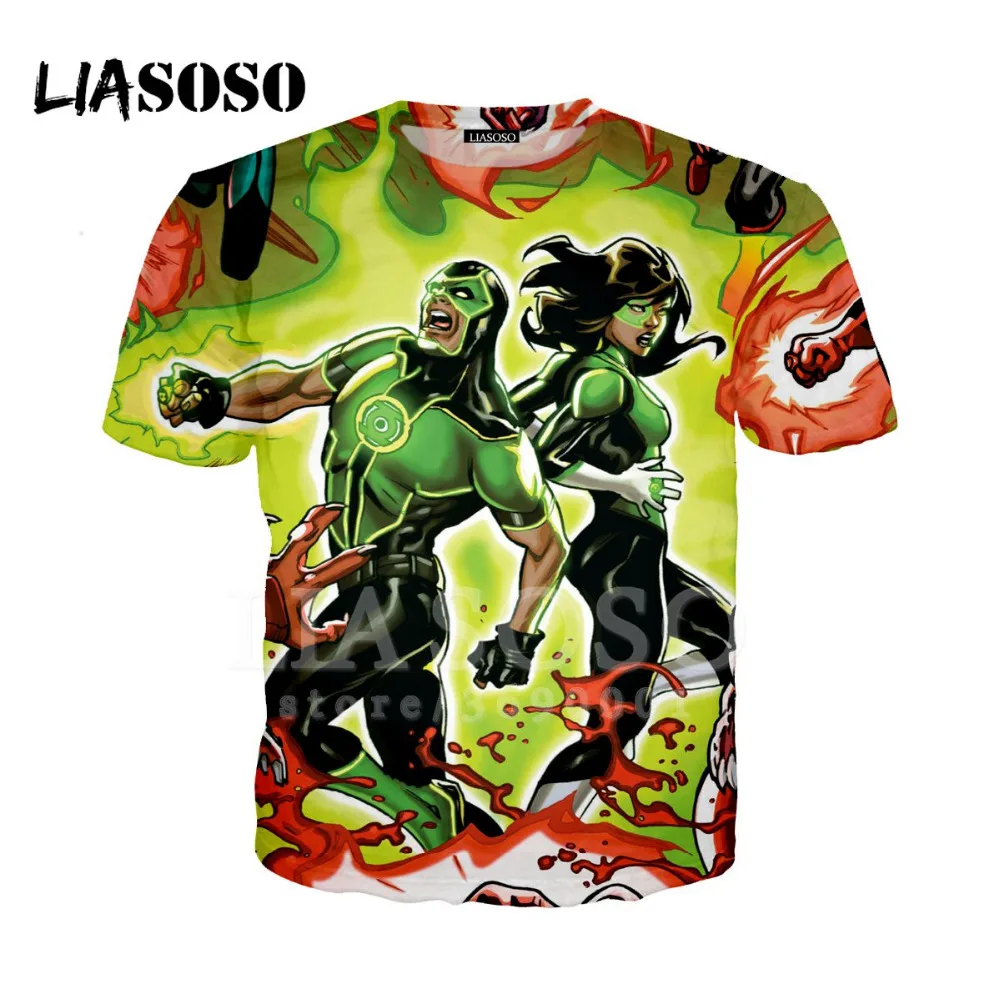 

LIASOSO 3D Print Unisex Funny Comics Green Lantern Tshirt Summer T-shirt Hip Hop Pullover Casual O-neck Good quality Tops X1458