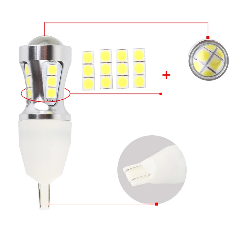 1 шт. W16W Светодиодная лампа Canbus No Error T15 Led 1000LM клиновидная подсветка заднего хода 18 шт. 3030 чипов автомобильный светильник, автомобильная лампа белого цвета 6000K 12V