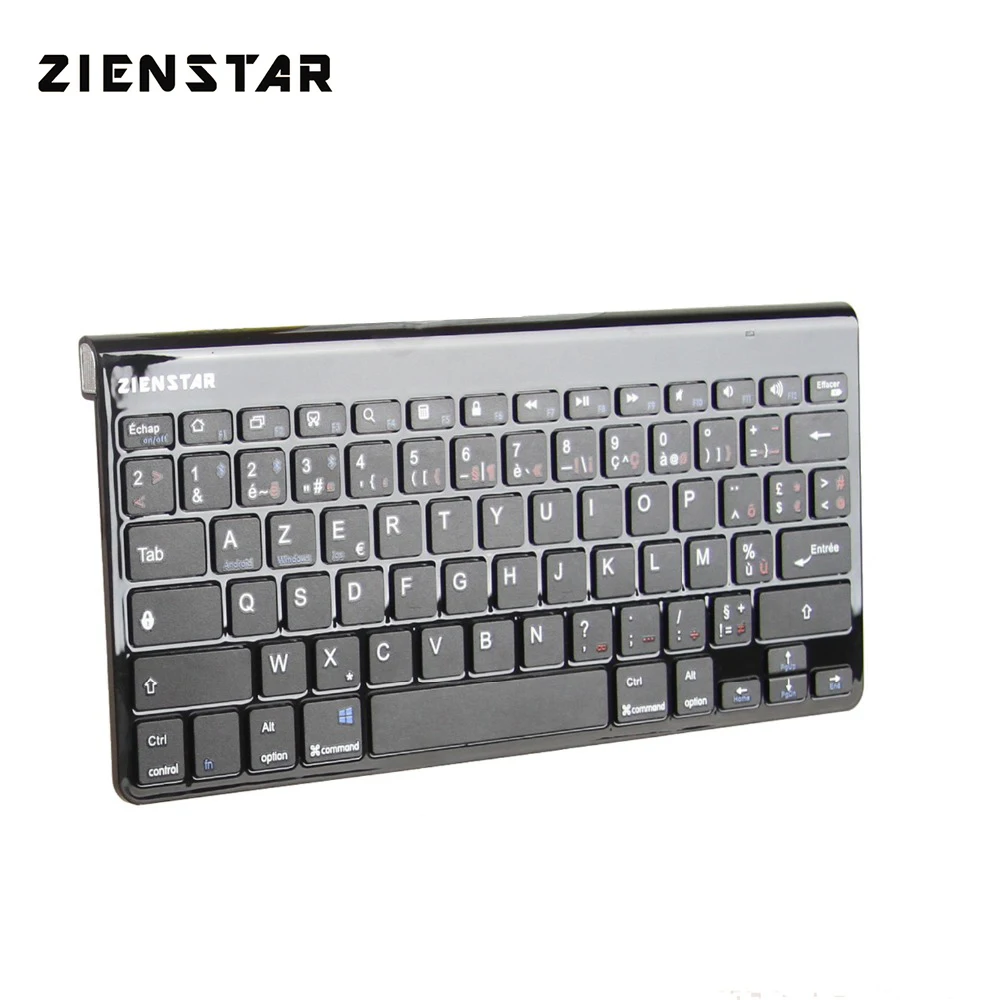 Zienstar Shinny черный AZERTY французский письмо тонкая беспроводная клавиатура Bluetooth для ipad/Iphone/Macbook/ПК компьютер/Android планшет