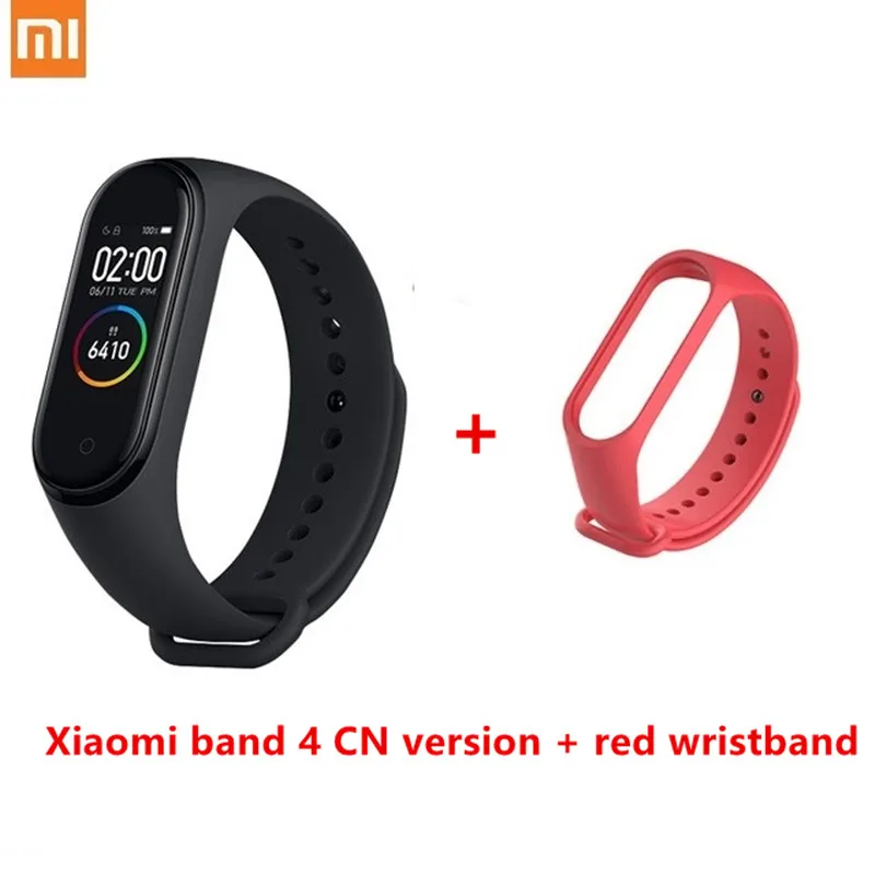 Xiaomi Mi band 4 smart AI фитнес-трекер для измерения сердечного ритма 50 м водонепроницаемый сенсорный цветной экран Bluetooth 5,0 браслет - Цвет: 4 n red strap