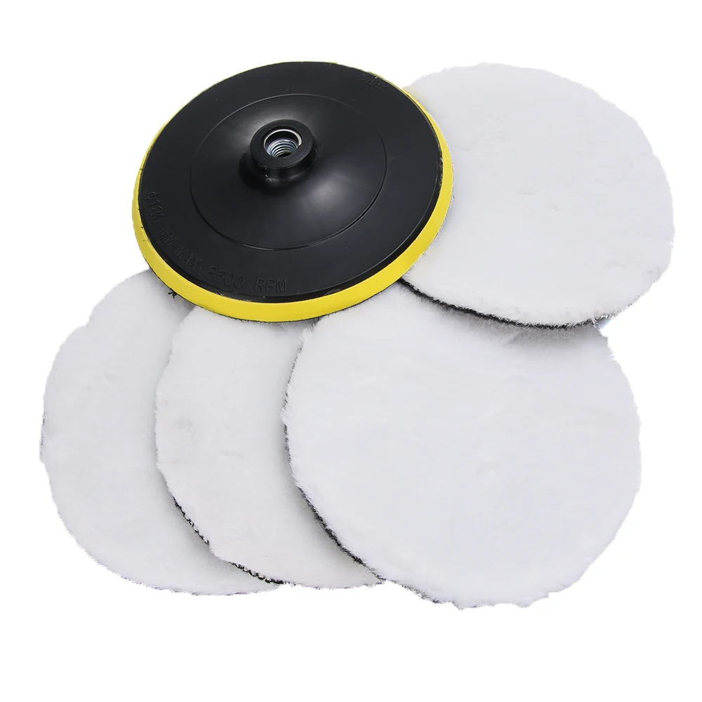 5Pcs/Set Professional 7" Polisher/Buffer Soft Wool & Pad Hook