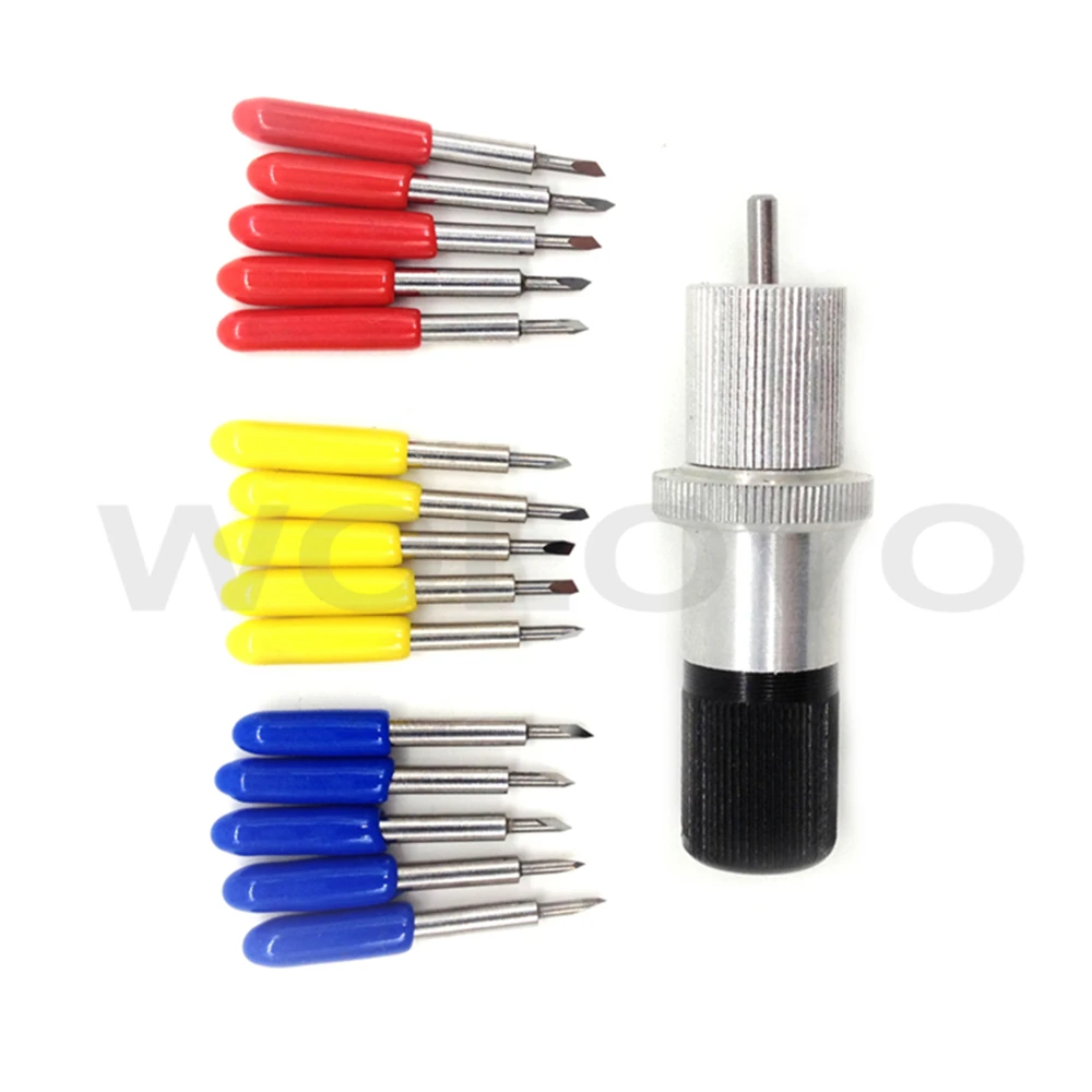 1 Roland Lame Holder + 15Pc 30 45 60 Gradi Lame Per Roland Plotter Da Taglio Vinile Cutter Lama