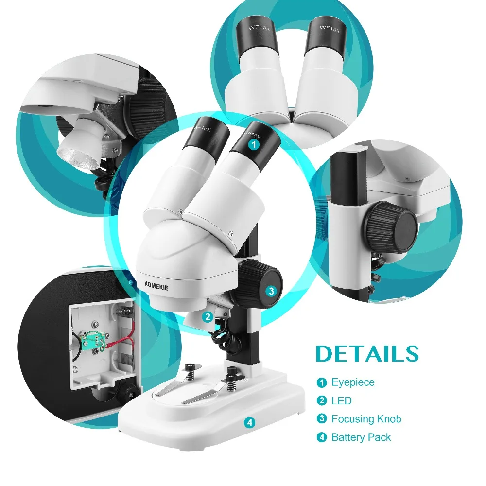 AOMEKIE 20X бинокулярный стерео микроскоп Топ светодиодный светильник PCB припой телефон ремонт инструмент широкое поле окуляры с наглазниками