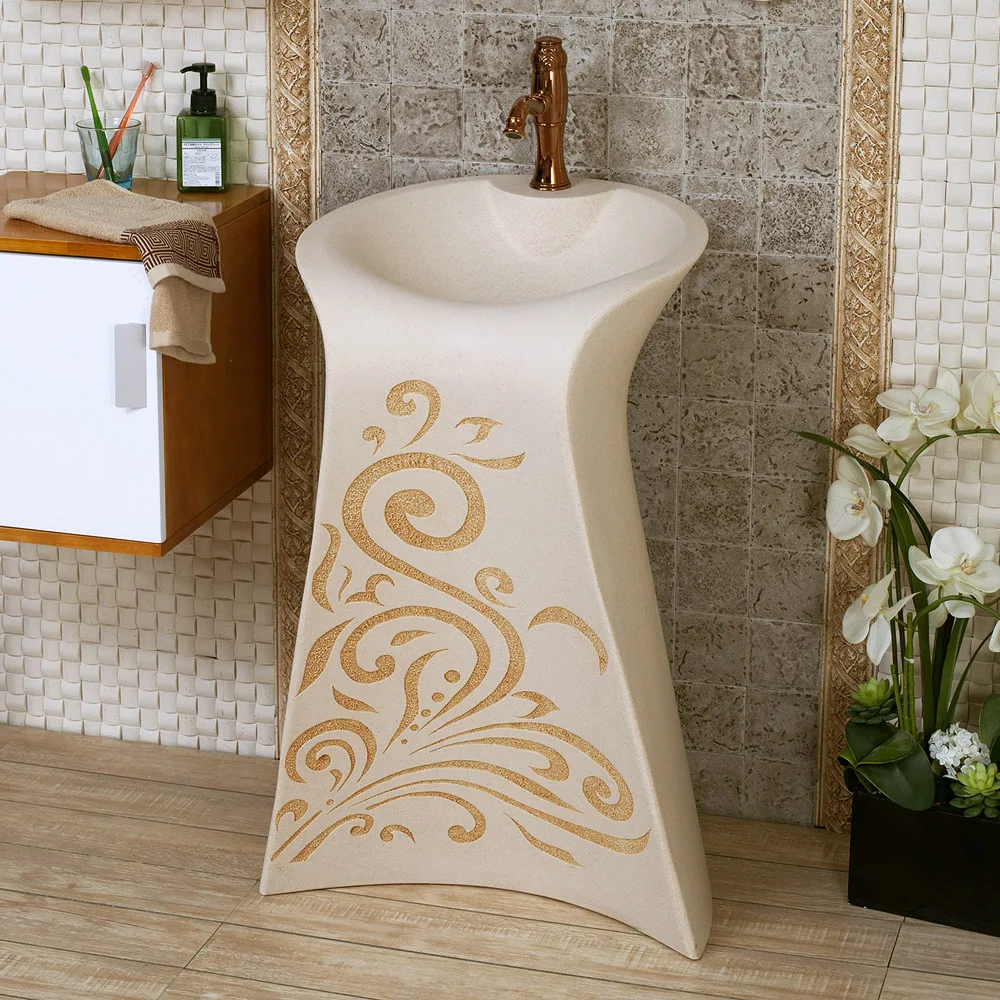 

The art of the basin that wash a face/toilet pillar landing basin
