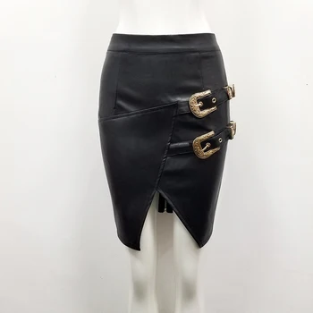 

New Summer Fashion Sexy Black Leather Skirt 2019 Bodycon Pencil Skirt