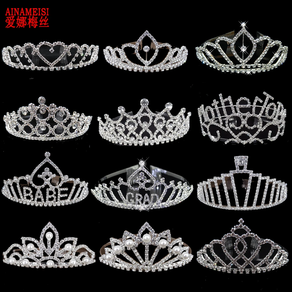 AINAMEISI Свадебные Кристальные тиары и короны повязка на голову "Принцесса" град малыш сердце жемчуг свадебные аксессуары для волос вечерние украшения для волос