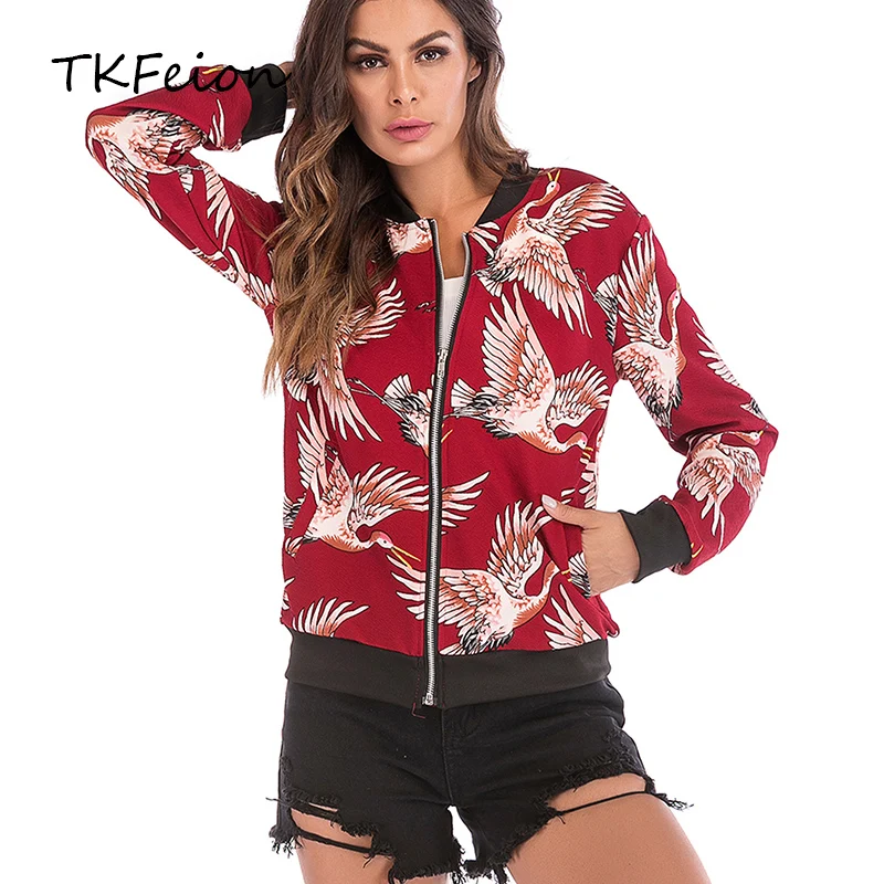 Женская модная уличная куртка, черный, белый, красный, синий, Осенний женский топ на молнии с длинным рукавом, тонкий стиль, женская повседневная одежда пальто