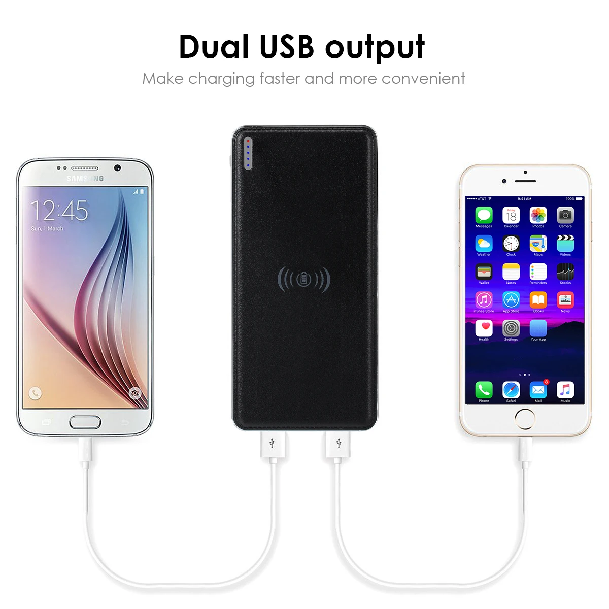 SOONHUA 10000mA Portable Charger Qi Wireless Chargers Quick Charging Stand Power Bank for Apple Samsung Any QI-enabld Devices