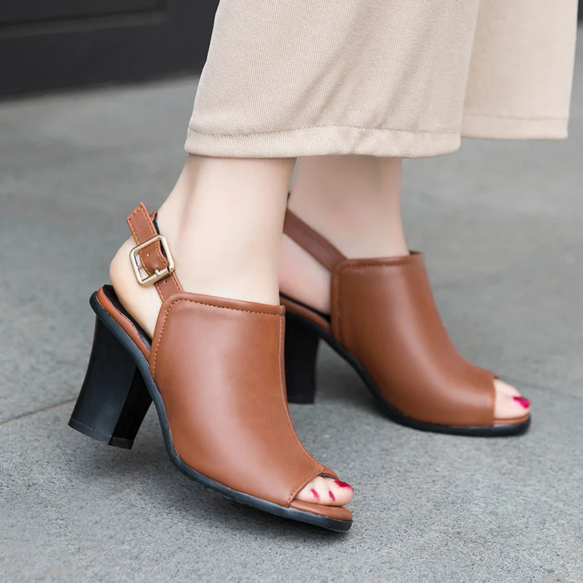 Women Gladiator Sandals Square High Heels Peep Toe Summer Pumps Shoes Woman High Heel Sandals Plus Size 32 33 - 40 41 42 43