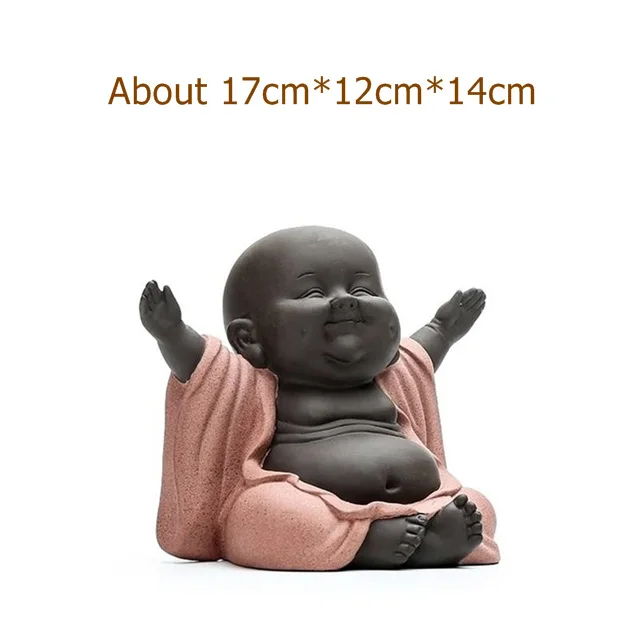 Lifelike Purple Clay Buddha Maitreya Miniature Desktop Ceramics Smile Buddha Figure Buddhism Ornament Home Decor Accessories