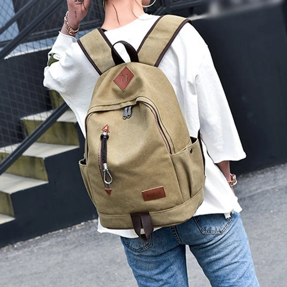 

Fashion Casual Canvas Backpack Korean Style Hit Color Mochilas Escolares Para Adolescentes 5H