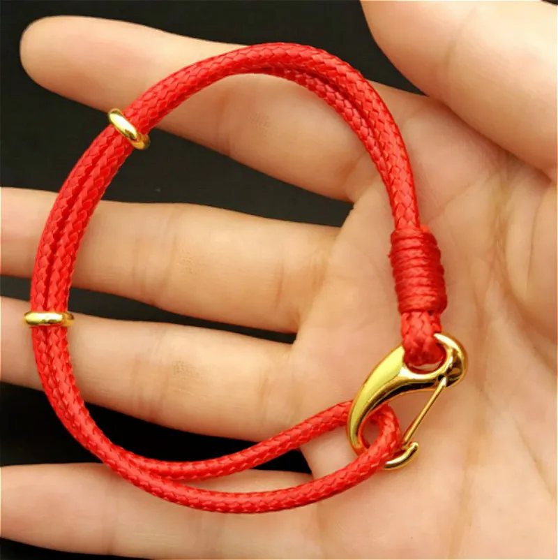 

New Hot Red Black Color Hologram Bracelets Handwork Weaving Leather Cord Bangles Men Women Lovers Lucky Red Rope