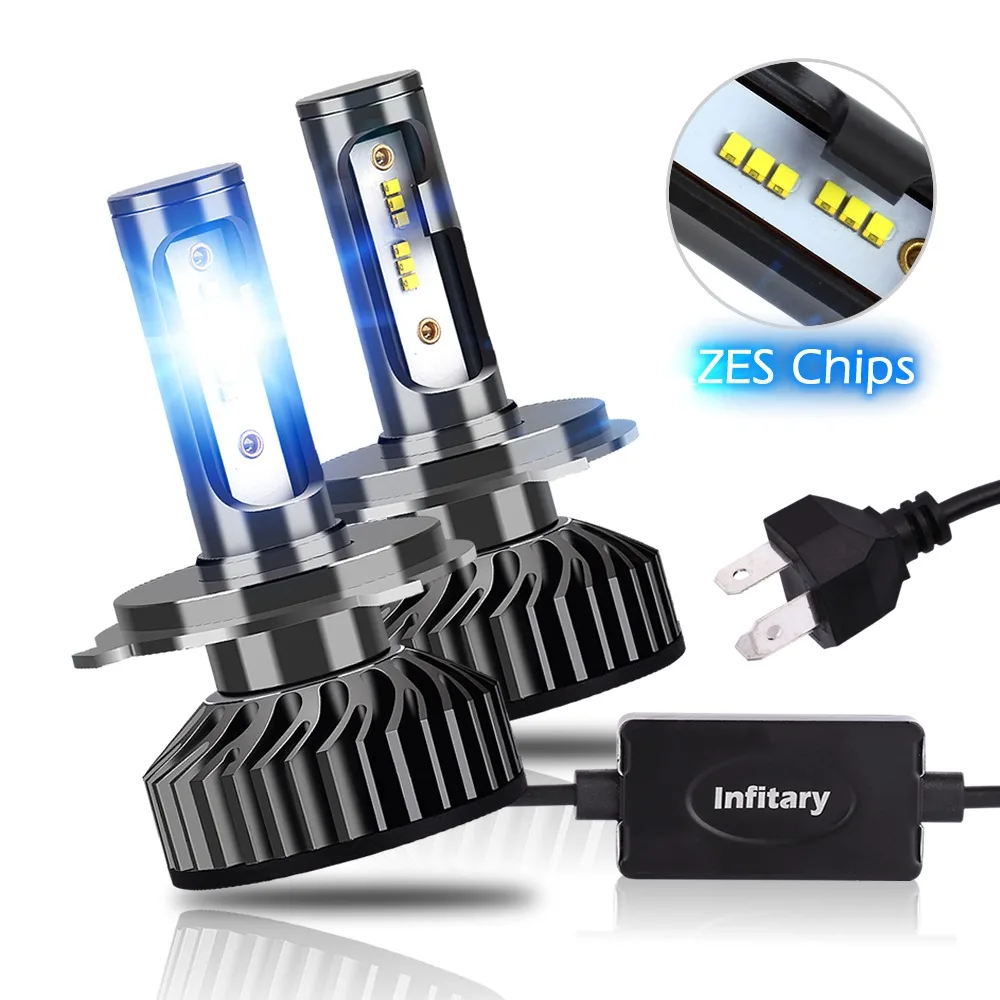 Infitary светодиодный 6500K H4 H7 H1 ZES Светодиодный прожектор H11 H13 12V 24V 9005 9006 H3 9004 9007 9012 72W