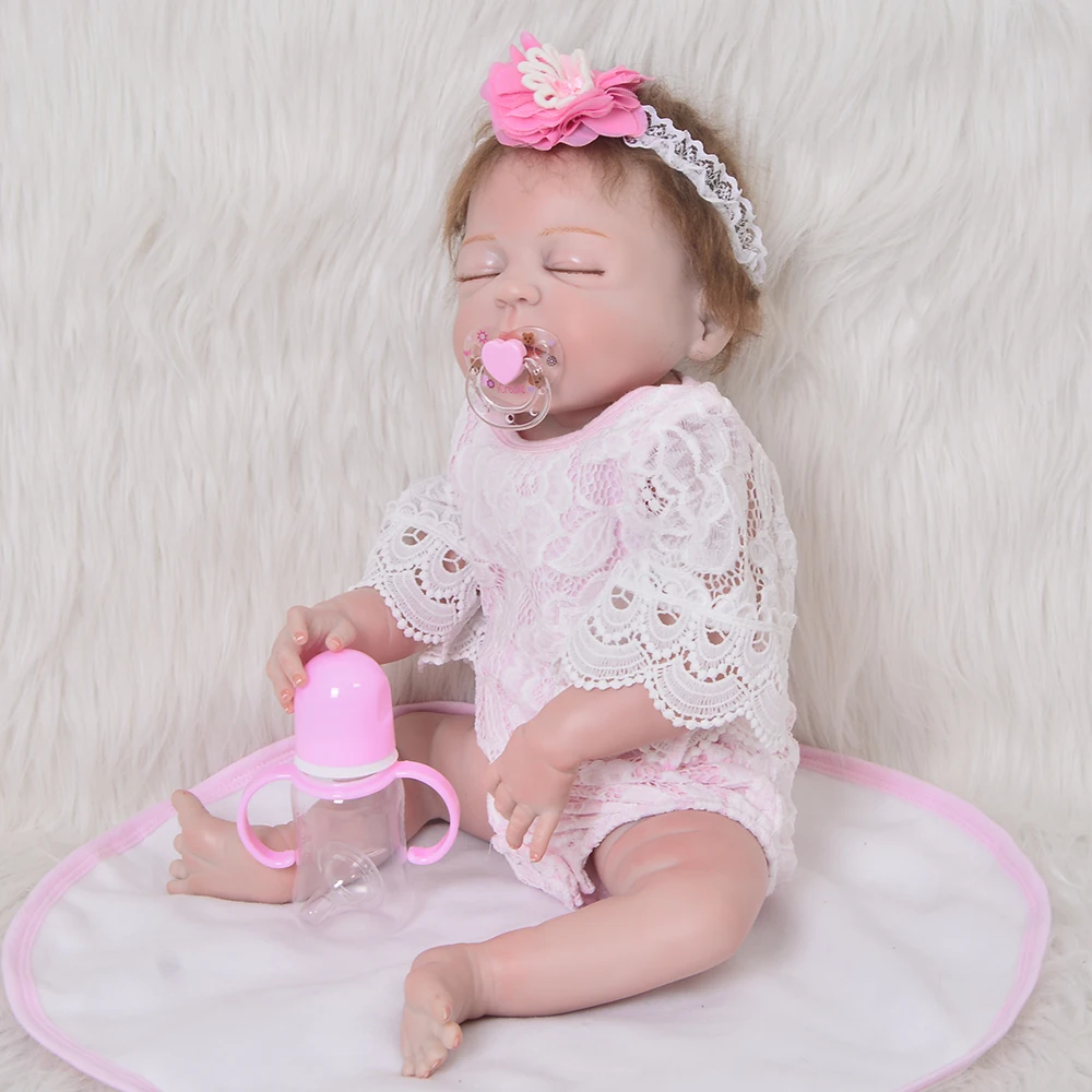 23 "Boneca reborn baby куклы 57 см bebes reborn com corpo де силиконовые menina bonecas может купаться винил кукла новорожденного для девочек