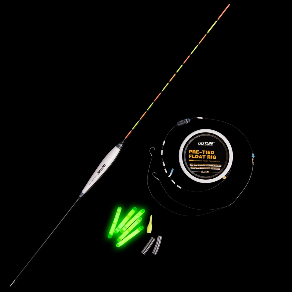 

Goture 1PC Vertical Buoy Fishing Floats with Tube + 1PC Float Rig + 5PCS Glow Light Stick For Carp Fishing Float Fishing Tackle