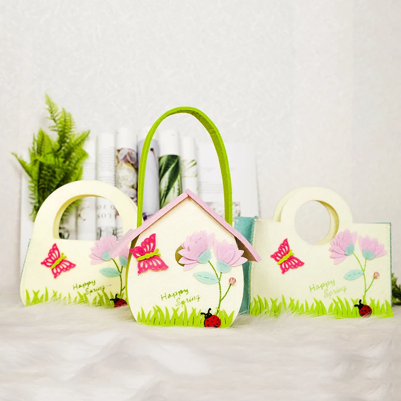 260277 Felt Gift Bag Butterfly Yellow 18cm EASTER FELT BAG decoration Bag
