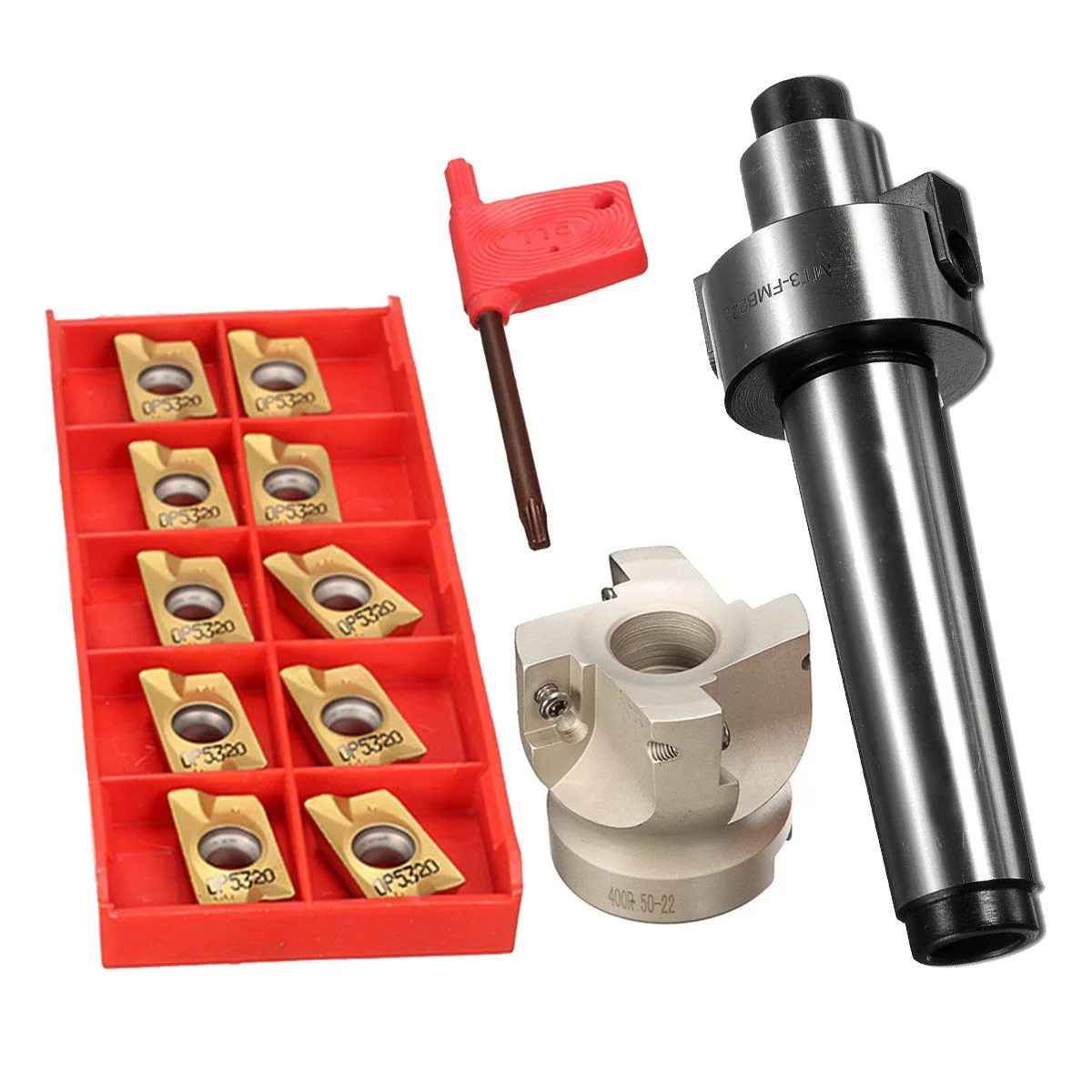 

Durable BAP400R-50-22-4F Face End Mill Cutter+MT3 Morse Taper Arbor+10x APMT1604 Insert
