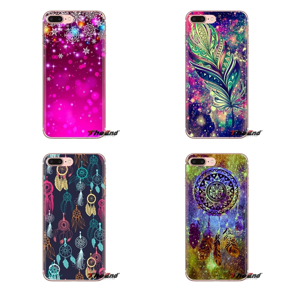 For iPod Touch Apple iPhone 4 4S 5 5S SE 5C 6 6S 7 8 X XR XS Plus MAX Dream catcher feather stars Christmas Soft TPU Phone Cover |