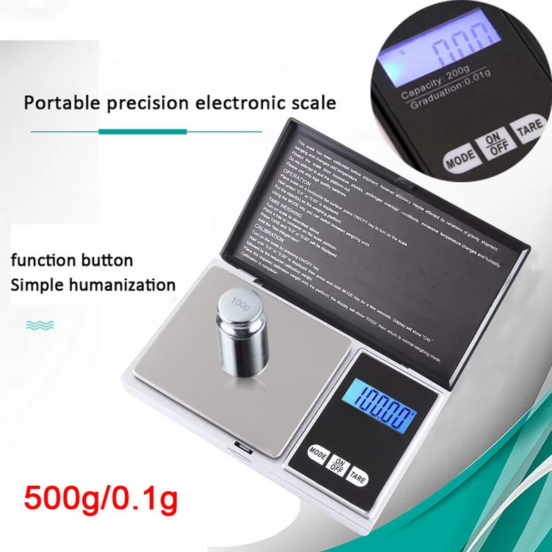 1Pcs Precise Digital Kitchen Scale Pocket Scale With LCD Display For Food Medicine Jewelry Black Not Battery